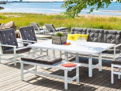 Fri Form grupper med bord 122 x 124 cm Vit Alu.