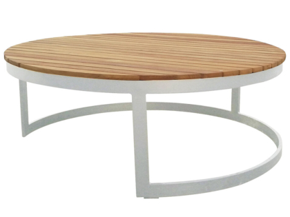 Vario Soffbord vit/teak Ø100