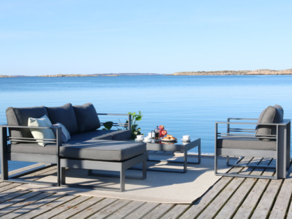 Saint Tropez Antracit 3-sitssoffa och fåtölj.