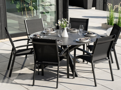 North Matbord 150 cm Ø & Vouge Karmstol