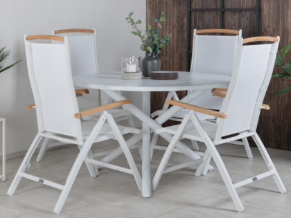 Alma Bord vit & Baltimore vit/teak